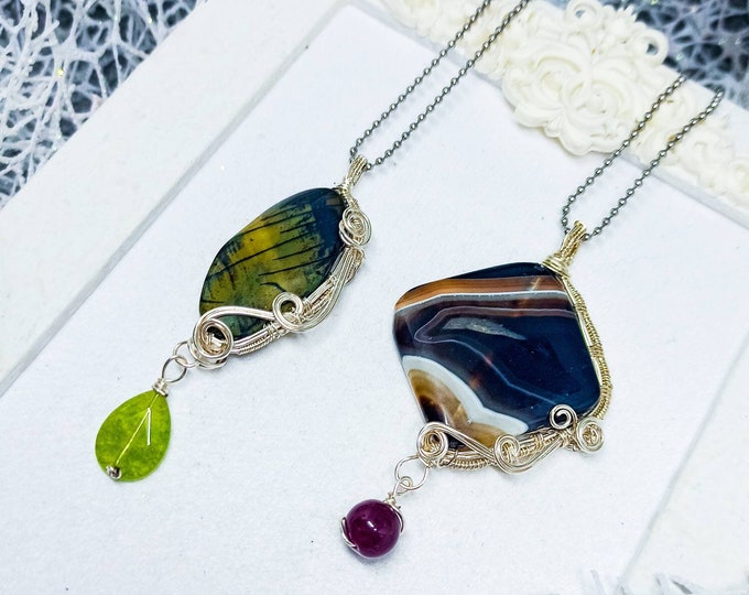 Wire Wrapping Pendants with Agate | Secret Garden Collection