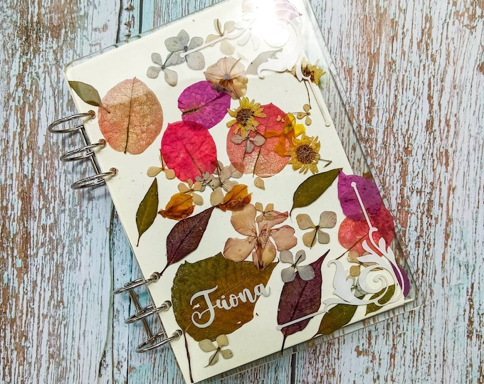Personalized Botanical Notebook with your Name or Letters | Resin Custom Notebook | Custom Gifts