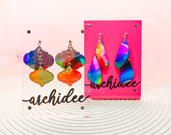 Alcohol Ink Art Earrings | Multicolor Dangles