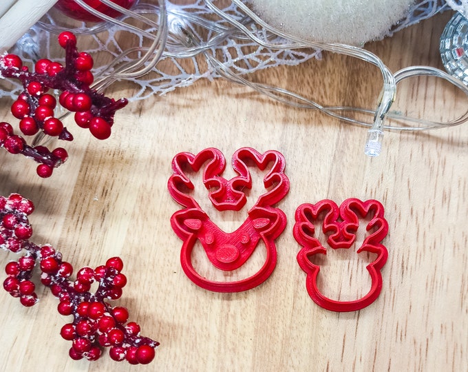 CHRISTMAS Polymer Clay Shape Cutters | Set of 2 | Cute Reindeer Rudolph | Clay Tools