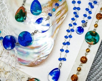 Deep Ocean Jewels | Pendants, Bracelet, Necklaces with Level Curves | Handmade Epoxy Resin Jewelry