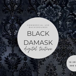 Zwarte damastachtergronden | Digitaal papier met hoge resolutie: elegante patronen, scrapbooking, uitnodigingen, tijdschriften, digitale collage