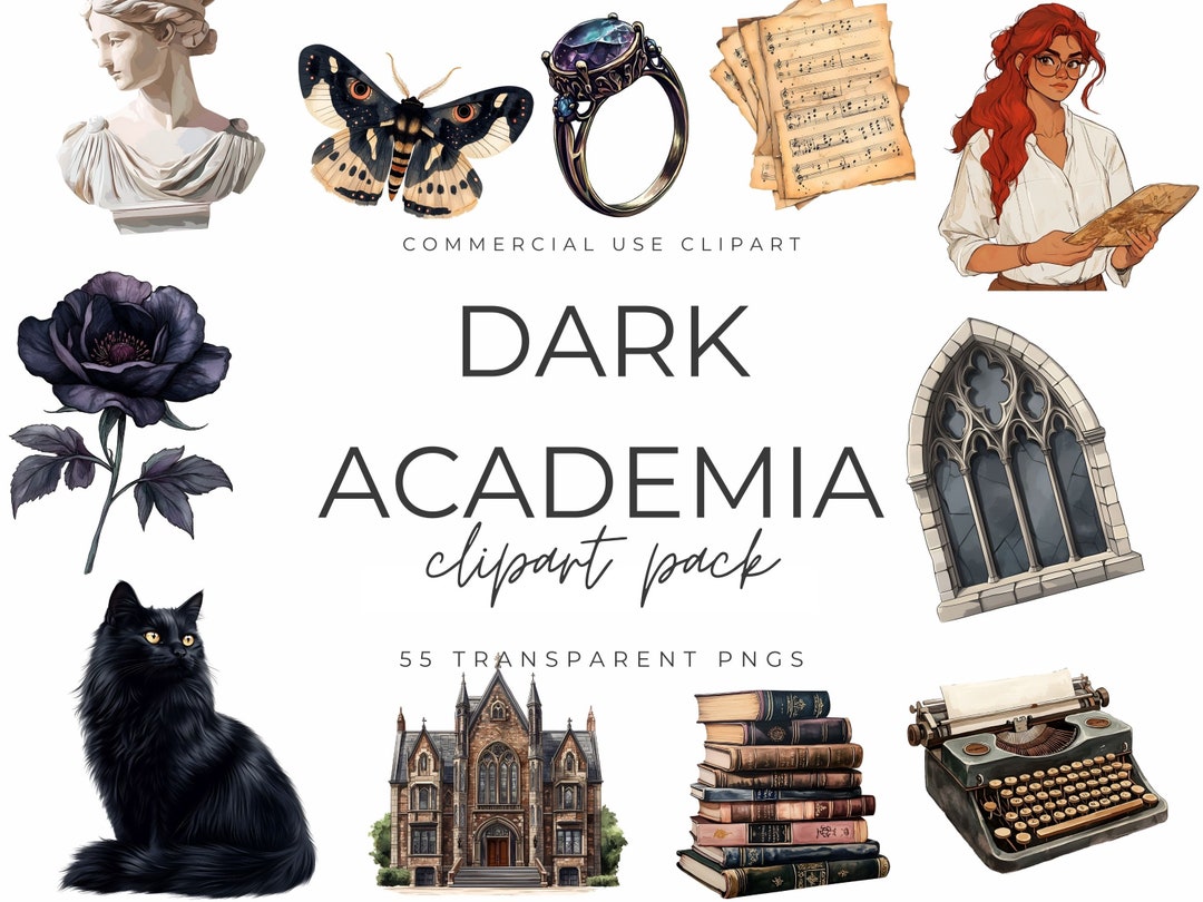 Dark Academia Clipart – Gouache & Watercolor PNG Graphics - Etsy