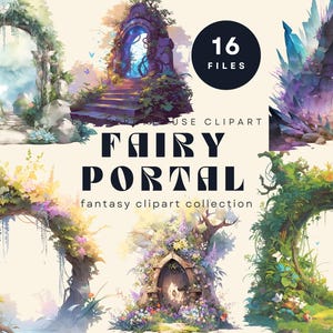 Collection de cliparts de portail de fées | Conte de fées enchanté, forêt magique | Art numérique fantastique | Illustrations à usage commercial