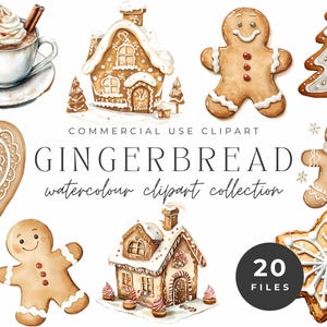 Peperkoekkoekje clipart - kerst aquarel illustraties, feestelijke vakantie decor graphics, digitale download, commercieel gebruik