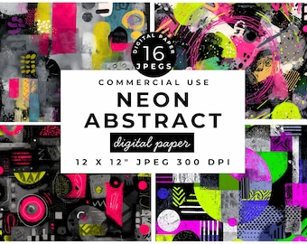 Neon Graffiti Digital Paper | Urban Art Texture Backgrounds (Digital Download)