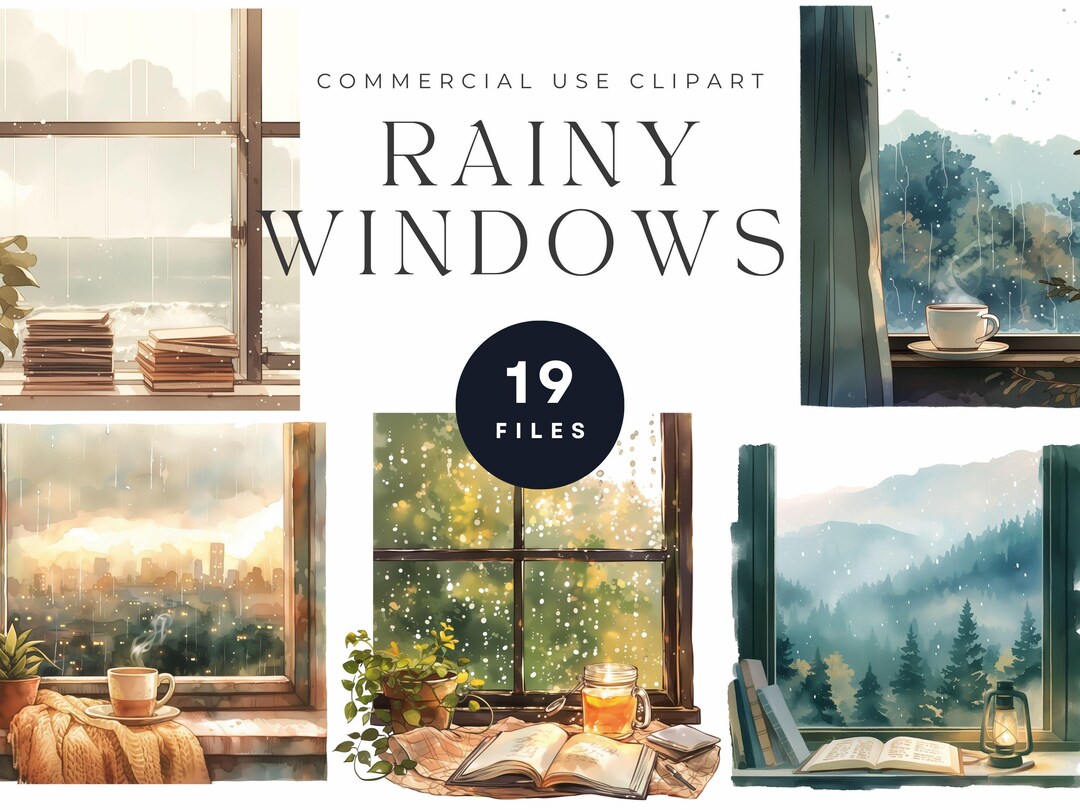 Watercolor Rainy Window Clipart, Cozy Day PNG (digital Download) - Etsy
