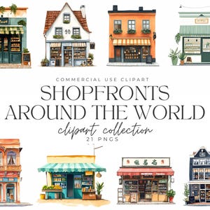 Vetrine in tutto il mondo - Raccolta di clipart - Vetrine globali / PNG ad alta risoluzione per design, decorazioni e inviti a tema viaggio