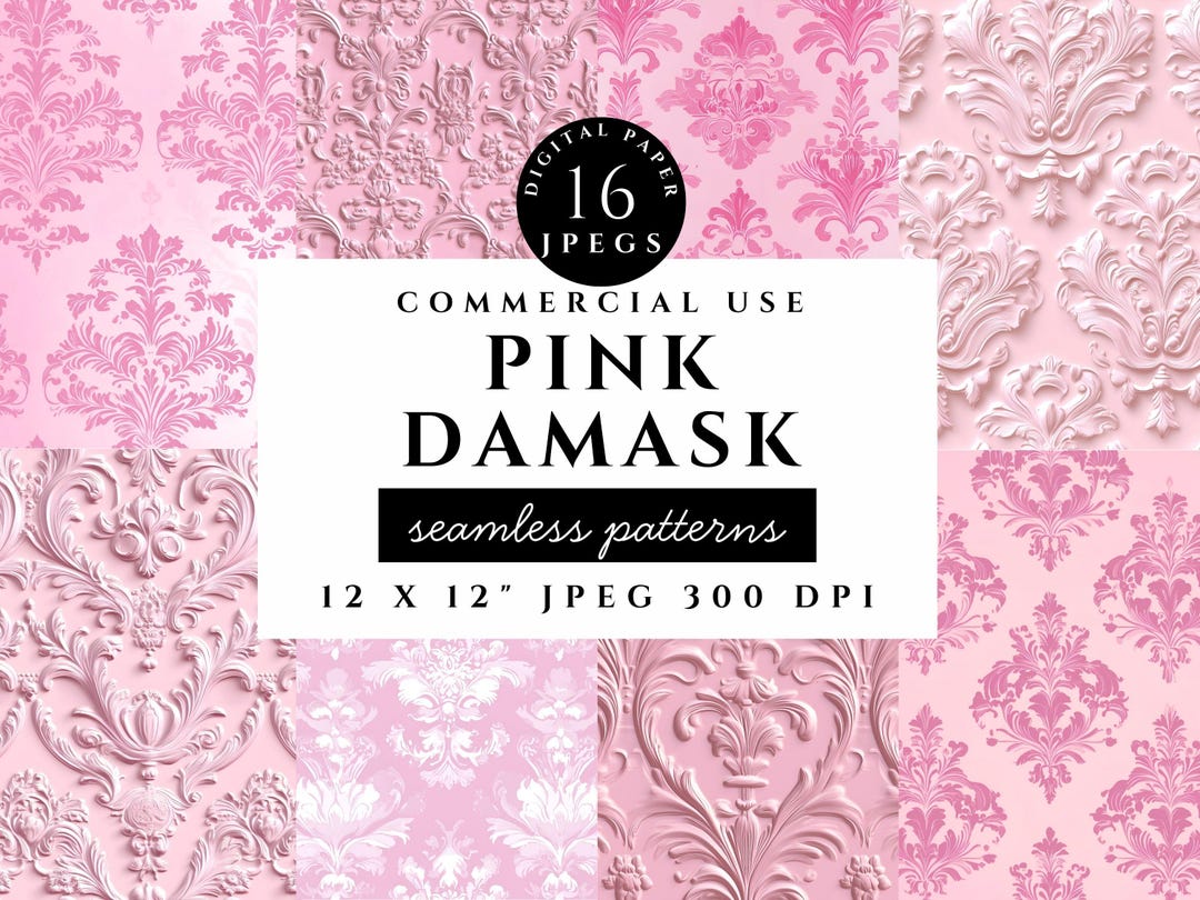 Pink Damask Paper, Baroque Seamless Patterns (digital Download) - Etsy