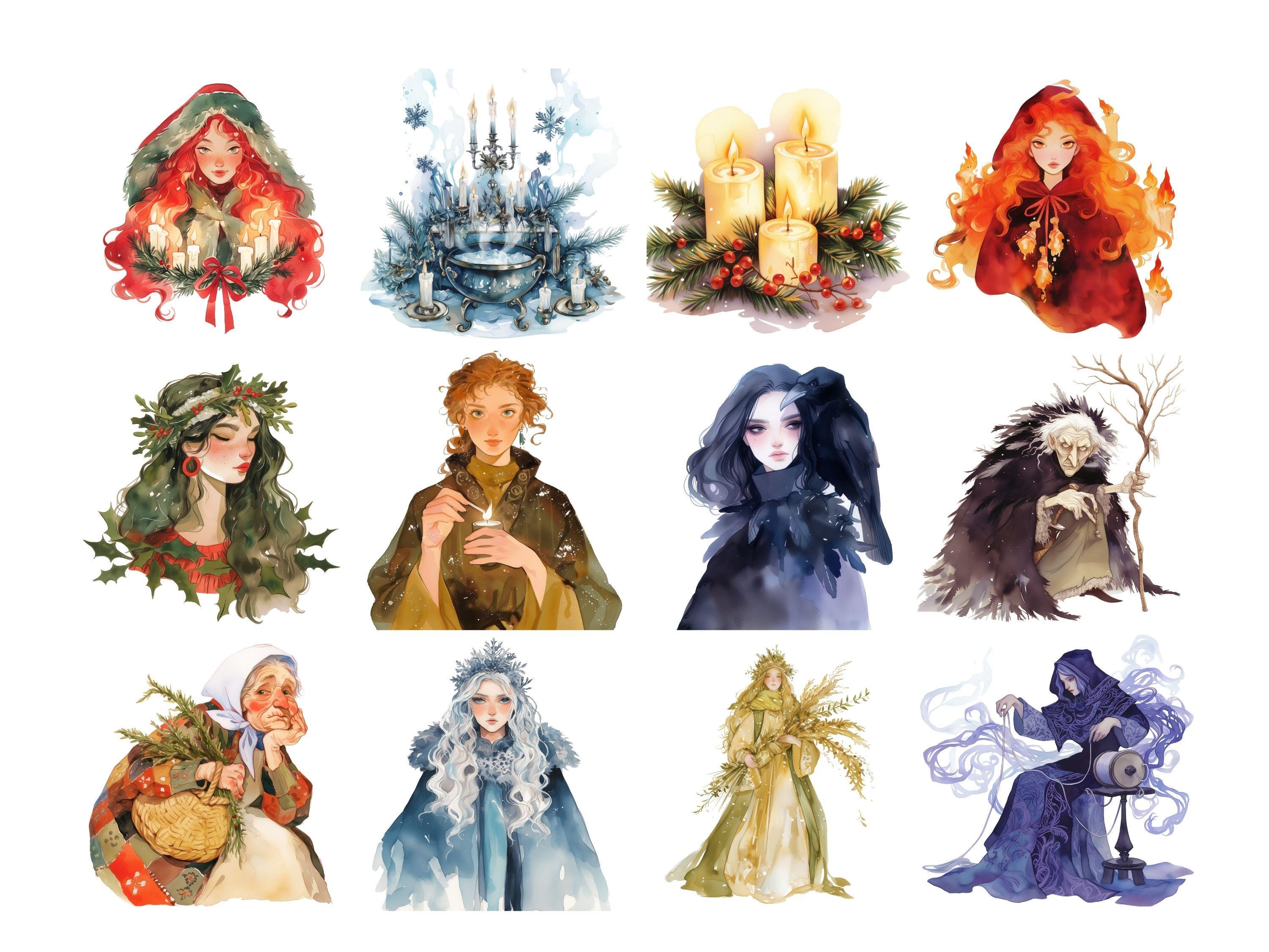 Yule Clipart Bundle, Winter Solstice Digital Art, Pagan Holiday ...