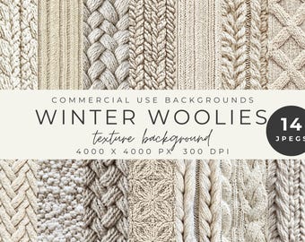 Winter Wool Textures | Knitted Patterns, Cozy Backgrounds (Digital Download)