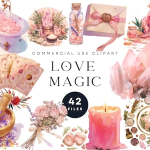 Imágenes prediseñadas de magia de amor / Imágenes prediseñadas de brujería de San Valentín / Imágenes prediseñadas de amor propio / Uso comercial digital / San Valentín, Scrapbooking, Arte de pared, Sublimación