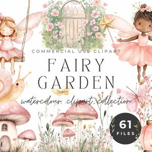Feengarten Aquarell Clipart Sammlung - Feen, Pilze, magische Geschöpfe, Scrapbooking, Kinderzimmer Deko, Einladungen, Kunsthandwerk
