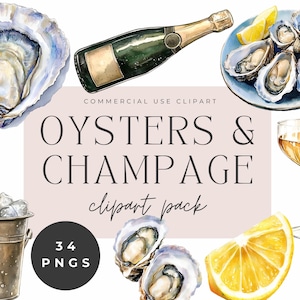 Austern und Champagner Clipart - Brunch und Seifenblasen - Prosecco und Austernbar - kommerzielle Nutzung transparente PNGs - Braut, Hochzeit, Einladung
