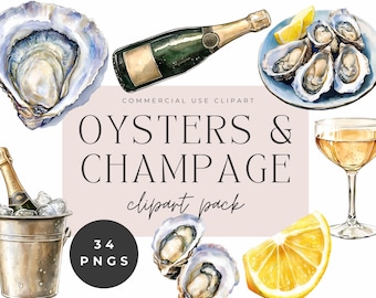 Oysters and Champagne Clipart – Bridal Brunch PNG Graphics (34 Files)