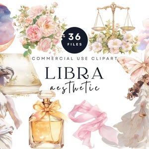 Libra Ästhetische Clipart | Sternzeichen Digital Art | Göttin Clip Art | Feminine Aquarell Illustrationen | Fantasie-Astrologie-Kunst