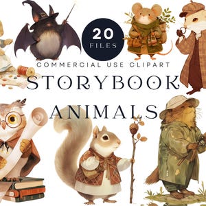 Dierlijke clipart verhalenboek – charmante illustraties van boswezens Kunst, kinderboek, bosvrienden, commercieel gebruik, scrapbooking