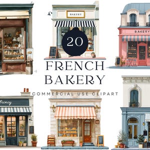 French Bakery Storefront Clipart | Paris Cafe Facades | Vintage Patisserie Illustrations | Watercolor Parisian Shop Art | Travel Wall Art