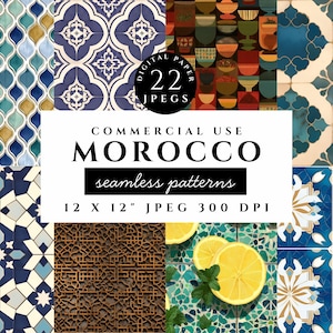 Marokkaanse tegels digitaal papier, naadloze islamitische patronen, zellige blauwgroen mozaïek, Moorse mediterrane achtergronden, 12 x 12 JPEG