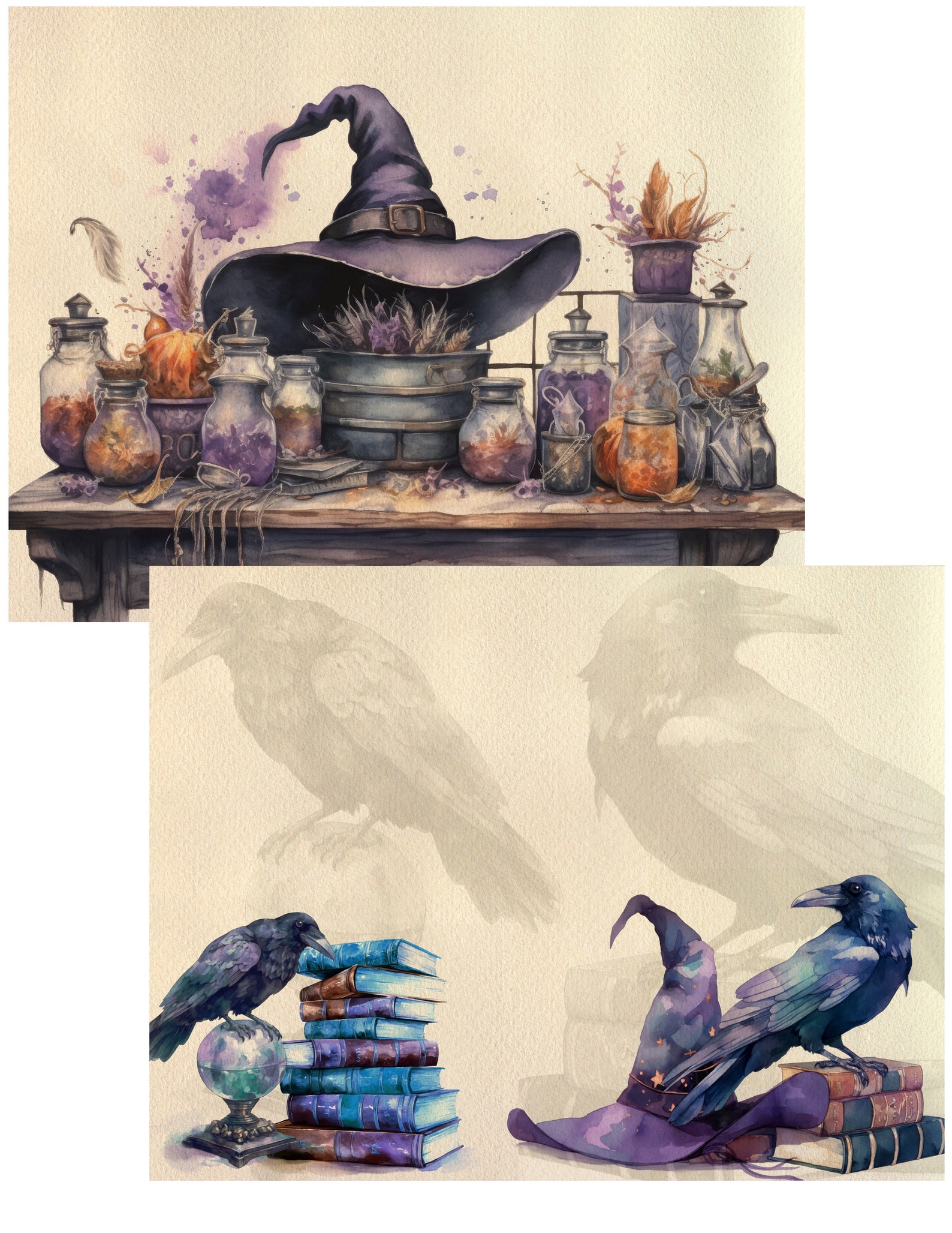 Basic Witch Junk Journal Pages, Printable Journal Pages, Unlined Pages ...