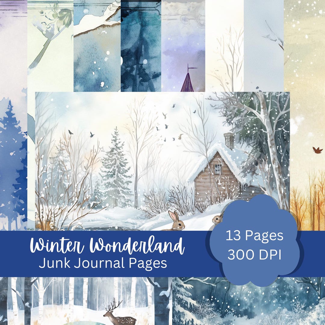 Winter Wonderland Junk Journal Pages, Printable Journal Pages, Unlined ...