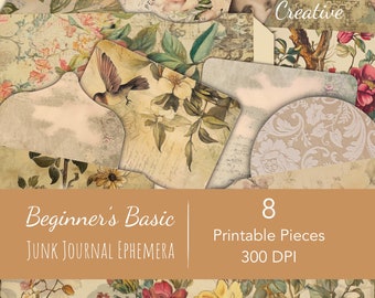 Beginner's Vintage Junk Journal Cards and Pockets, Printable Journal Pieces, Cards, Envelopes, Pockets, Vintage, Collage, Digital Download