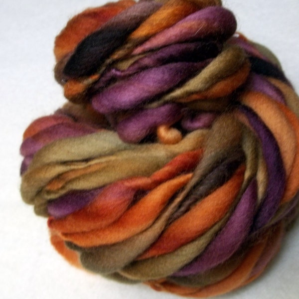 Handspun Hand Dyed Superfine Merino Thick n Thin - Indian Summer - Reserved for Lara