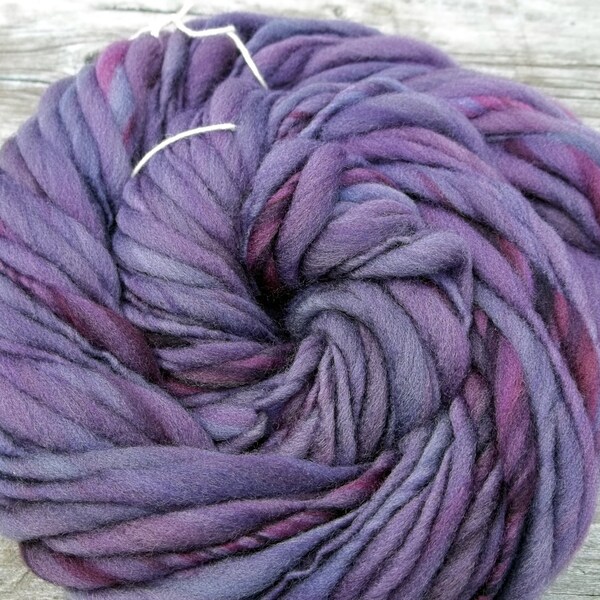 Handspun Hand Dyed Merino Thick n Thin  - Plum Crazy