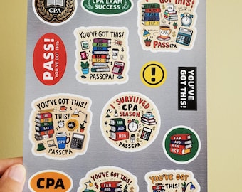 CPA Exam Sticker Bundle – Motivational Study Stickers (14 Pieces)