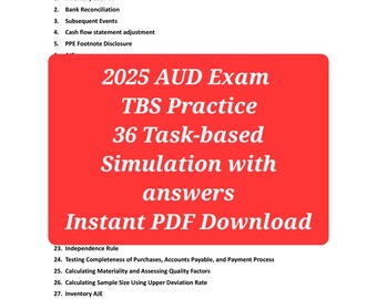 2025 AUD Exam TBS Practice Set | 36 Task-Based Simulations with Answers | PDF Download