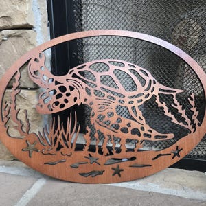 Handcrafted Wooden Turtle Wall Art – Coastal Ocean Decor, Beach House Accent, Nautical Sea Turtle Gift
