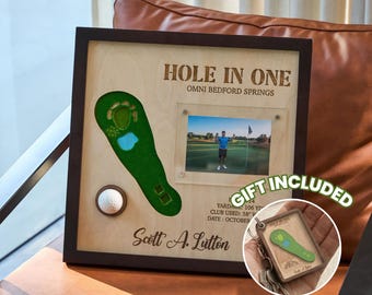 Personalisierte Hole in One Display, Einloch & Golfball Display, Hole in einem Geschenk, Vatertagsgeschenke. Geschenk zum Muttertag