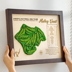 Aangepaste 3D houten golfbaankaart, golfbaankunst, gepersonaliseerde golfcadeaus, golfdecor, golfcadeau voor papa
