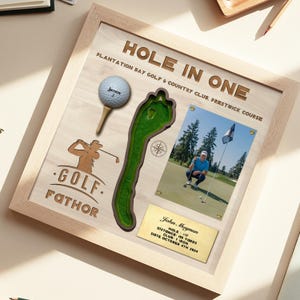 Vatertagsgeschenk, Hole in einer Plakette, Golf Geschenk, Vatertagsgeschenk, Personalisiertes Golfgeschenk, Hole in einem Display, Hole in einem Display mit Flagge