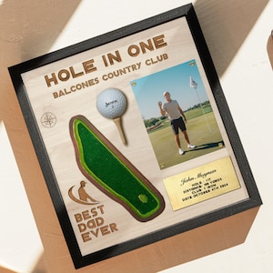 Bester Vater aller Zeiten, Hole in einer Plakette mit Bild, Golfball Anzeige, Golf Geschenk, Vatertagsgeschenk, kundenspezifisches Golfgeschenk, Hole in einer Anzeige
