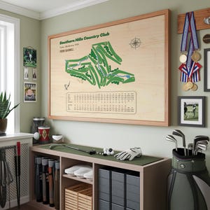 Best Gift for Golfer,Golf Course Print, Custom Wooden Golf Course, Unique Holiday Gift, Golf Gifts For Her, Gift for Dad, Father&#39;s Day Gift