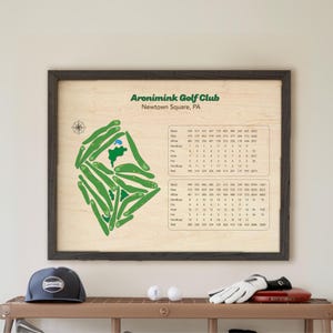 Golf Decor, Golf Course Print, Custom Wooden Golf Course, Golf Lover, Art for Golfers, Wooden Relief Map, Father&#39;s Day Gift