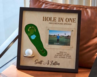 Personalized Hole in One Display, Single Hole & Golf Ball Display, Hole In One Gift, Father's Day Golf Gifts