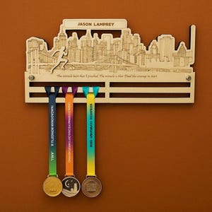 Personalized Gift for Runners, Running Medal Holder With Name, Wooden Medal Hanger, Running Gifts, Father's Day Gift