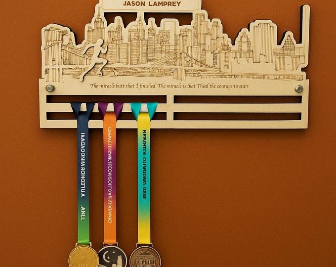 Personalized Running Medal Holder With Name, Wooden Medal Holder, Running Gifts, Gift For Runners