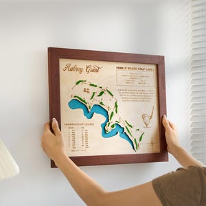 Custom Golf Course Map: Handcrafted Wood & Artificial Grass Art