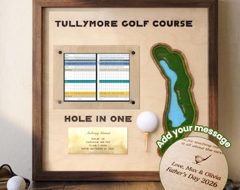Targa "Hole in One" con segnapunti, decorazione da golf, regalo per la festa del papà a tema golf.