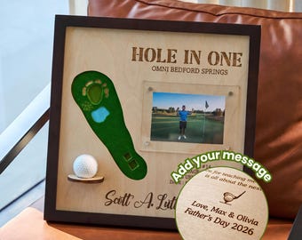 Personalisierte Hole in One Display, Einzelloch & Golfball Display, Hole in einem Geschenk, Vatertags-Golfgeschenke