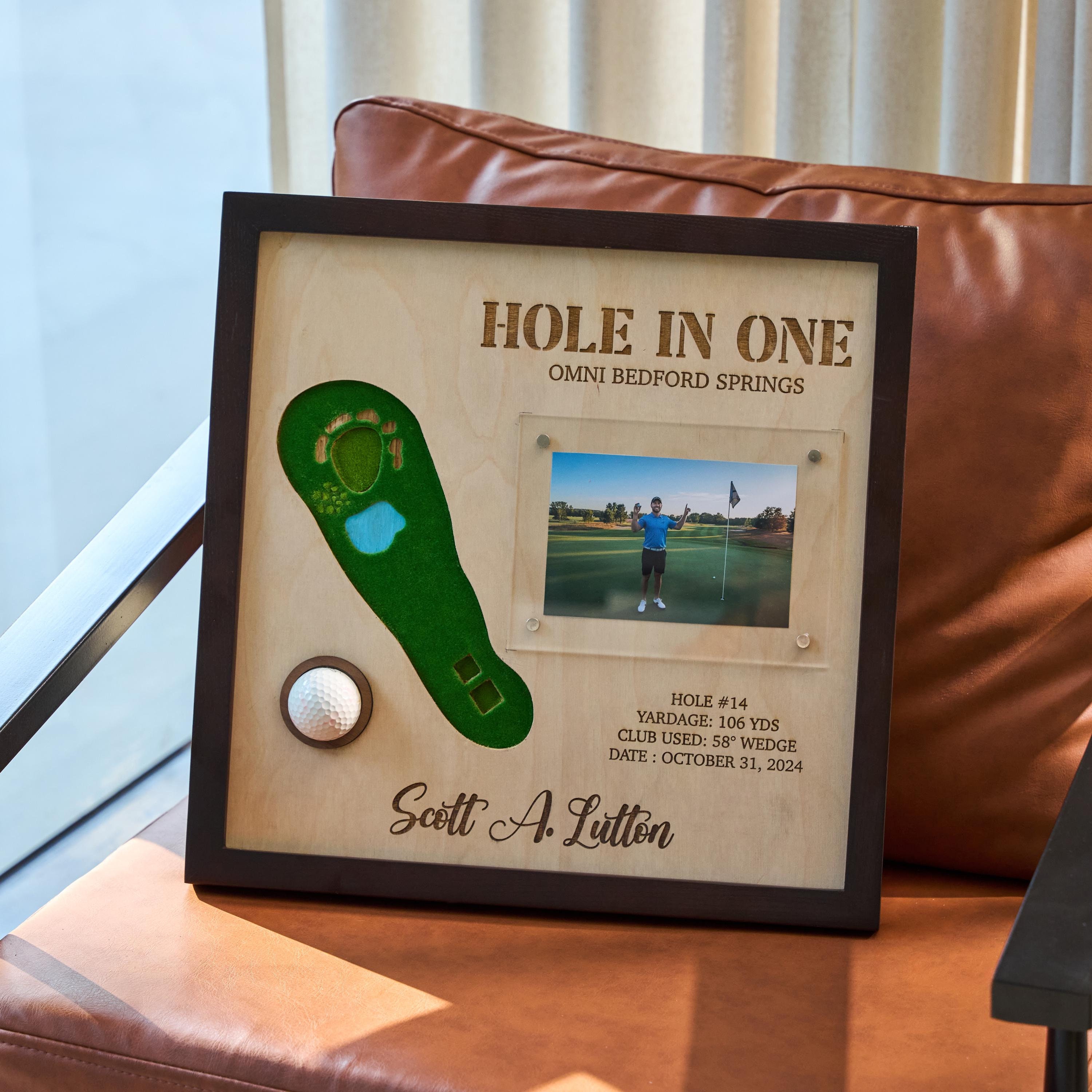Hole in One Display, Personalized Hole in One Plaque, Golf Gifts for Dad, Father's Day Golf Gifts, Golf Gifts, Golf Decor and Gifts