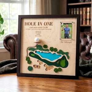 Personalized Hole in One Display, Single Hole & Golf Ball Display, Hole In One Gift, Golf Gift for Men