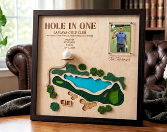 Personalized Hole in One Display, Single Hole & Golf Ball Display, Hole In One Gift, Golf Gift for Men