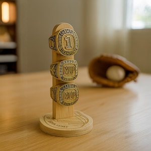 Individuell gravierte Cup-Ring-Anzeige, Baseball-Ringhalter, Softball-Ringhalter, Baseball-Dekor, Baseball-Geschenke für das Team