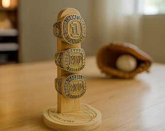 Custom Engraved Championship Ring Display, Baseball Ring Holder, Softball Ring Holder, Baseball Decor, Baseball Gifts For Team