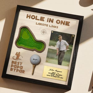 Best Papa By Par, Hole in one plaque with scorecard, Golf ball display, Golf gift, Father&#39;s Day gift, Custom golf gift, Hole in one display