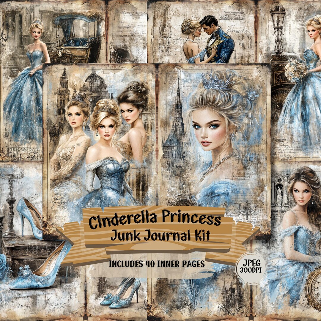 Vintage Cinderella Princess Junk Journal Pages Kit, Fairytale Ephemera ...